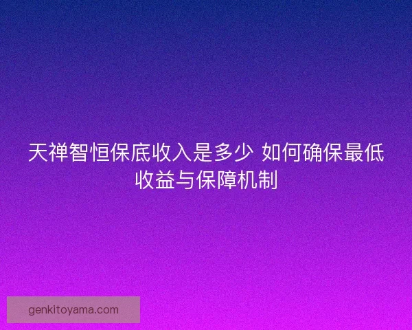 天禅智恒保底收入是多少 如何确保最低收益与保障机制