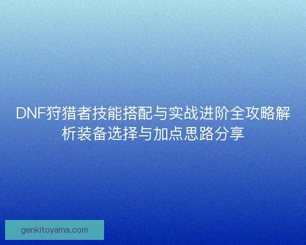 DNF狩猎者技能搭配与实战进阶全攻略解析装备选择与加点思路分享